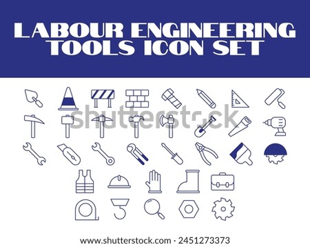 Labour day icon set. Labor Tools Icon Vector graphic illustration. Line Icons set of Engineering tools