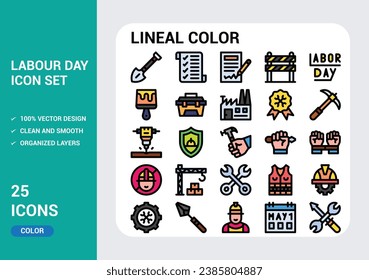 labour day Icons with White Background Free Vector