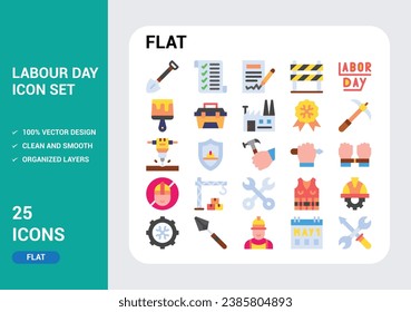 labour day Icons with White Background Free Vector