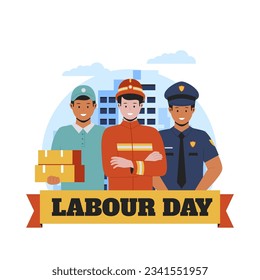 Labour day illustration concept. Flat vector illustration isolated on white background