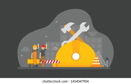 Labour Day Landscape Concept Wallpaper Banner Flat Icon Modern Illustration Vector