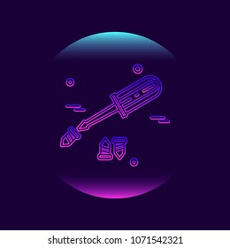 Labour day neon icon with dark background with bubble style 