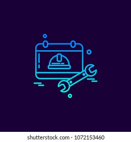 Labour day neon icon with dark background vector 