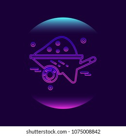 Labour day neon icon with dark background with bubble style 