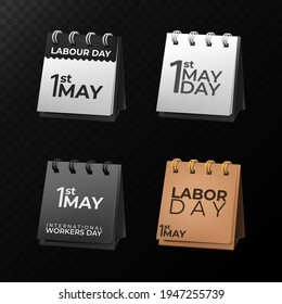 Labour Day on 1st May Calendar sets. Vector Illustration
