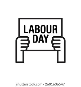 Labour Day Protest Outline Icon Vector Illustration
