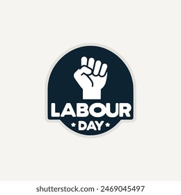 labour day punch fist text sticker label vector illustration template design