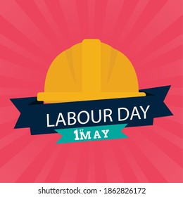 Trabajador del constructor de imágenes rojo en el Día del Trabajo - Vector