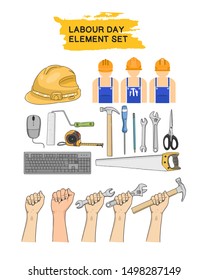 Labour day set collection colorful vector illustration for template design