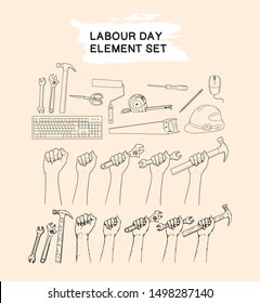 Labour day set collection vector illustration for template design