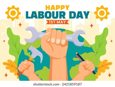 Labour Day Social Media Background Flat Cartoon Hand Drawn Templates Illustration