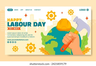 Labour Day Social Media Landing Page Cartoon Hand Drawn Templates Background Illustration