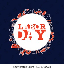 Labour day typographic card with dark background vector 