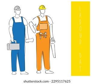 arte vectorial de la jornada laboral. Solidaridad con los trabajadores que construyen la sociedad