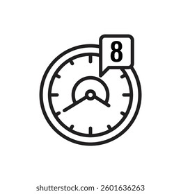 Labour Day Working Hours Outline Icon Vector Illustration