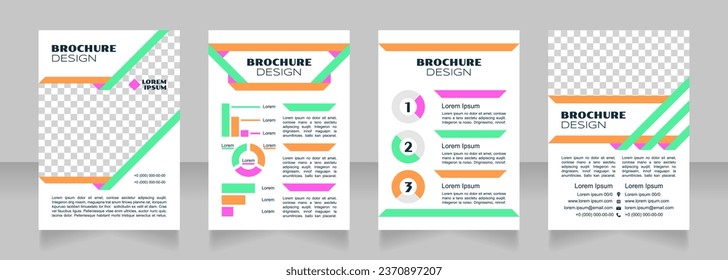 Labour economics blank brochure design. Template set with copy space for text. Premade corporate reports collection. Editable 4 paper pages. Syncopate, Poller One, Arial Regular fonts used