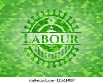 Labour  green emblem with mosaic background
