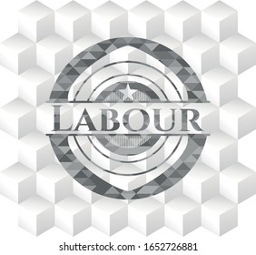Labour  grey emblem. Retro with geometric cube white background
