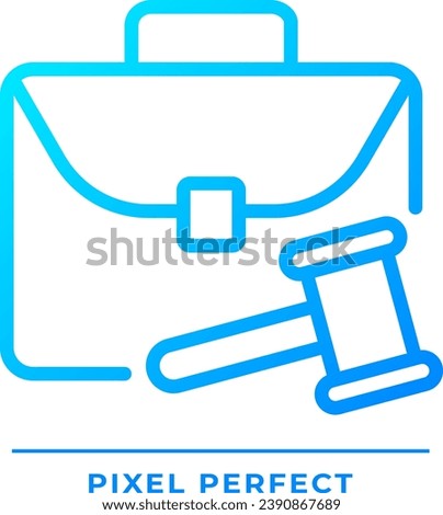 Labour law pixel perfect gradient linear vector icon. Worker rights protection. Employee and employer relationship. Thin line color symbol. Modern style pictogram. Vector isolated outline drawing