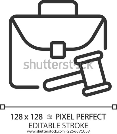 Labour law pixel perfect linear icon. Worker rights protection. Legal regulation. Employee and employer relationship. Thin line illustration. Contour symbol. Vector outline drawing. Editable stroke