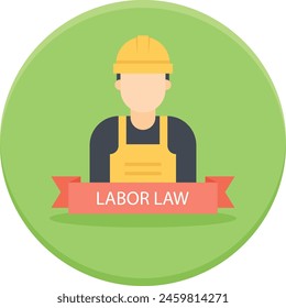 Labour Law Protection Company Logo concept, Factor worker with Ribbon vector icon design, Labor Day Symbol, 1st of May Sign,  International Workers Day stock illustration