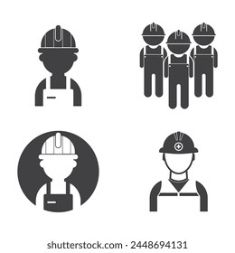Labour logo vector illustration . Constructor worker icon. Engineer builder symbol.