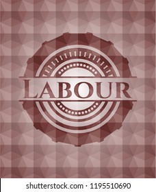 Labour  red seamless emblem or badge with abstract geometric pattern background.