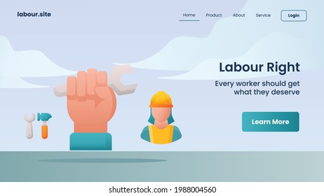 labour right campaign for web website home homepage landing page banner template with color cartoon flat style