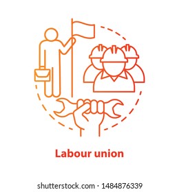 Labour union red concept icon. Employee right protection idea thin line illustration. Trade union. Workers association. Staff interests representative. Vector isolated outline drawing. Editable stroke