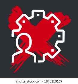 el logo y vector de la unión laboral. cadena blanca y cruz roja