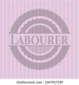 Labourer pink emblem. Retro