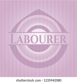 Labourer realistic pink emblem