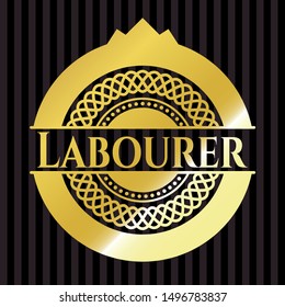 Labourer shiny emblem. Vector Illustration. Detailed.