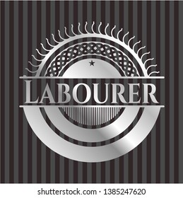 Labourer silvery emblem. Vector Illustration. Mosaic.