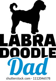 Labradoodle dad silhouette with blue word