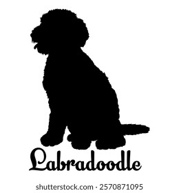 Labradoodle dog silhouette, dog breeds, logo, vector, silhouette,  animal, illustration, icon, sign, design, black, symbol, pet, love
