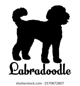 Labradoodle dog silhouette, dog breeds, logo, vector, silhouette,  animal, illustration, icon, sign, design, black, symbol, pet, love
