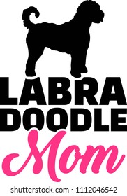 Labradoodle mom silhouette with pink word