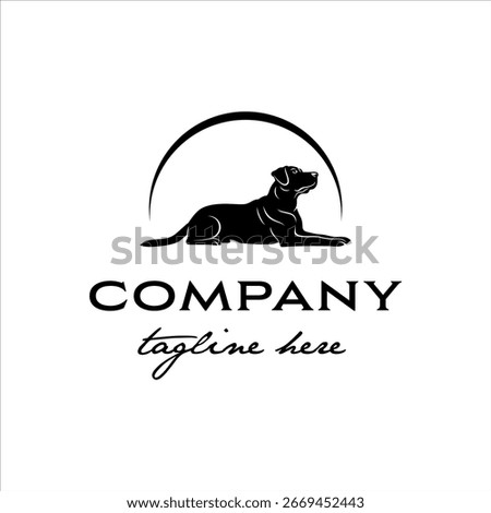 Labrador dog with down position in classic style design