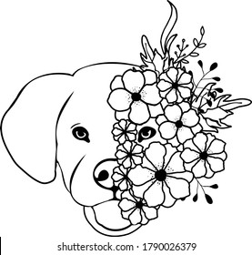 Labrador Dog With Flowers is suitable for t-shirt, laser cutting, sublimation, hobby, cards, invitations, website or crafts projects. Perfect for magazine, news papers, posters, etc.