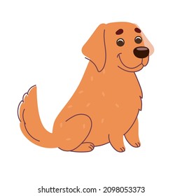 Labrador dog, Golden Retriever. Vector illustration in flat style isolated on white background.