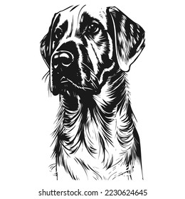 labrador dog pic black hand drawn vector black and white
