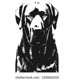 labrador dog pic hand drawn vector black and white
