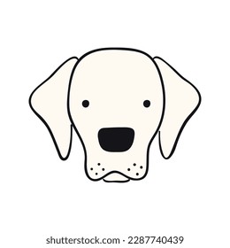 Labrador dog, puppy face cute funny cartoon character illustration. Hand drawn vector, isolated. Line art. Domestic animal logo. Design concept pet food, branding, business, vet, print, poster