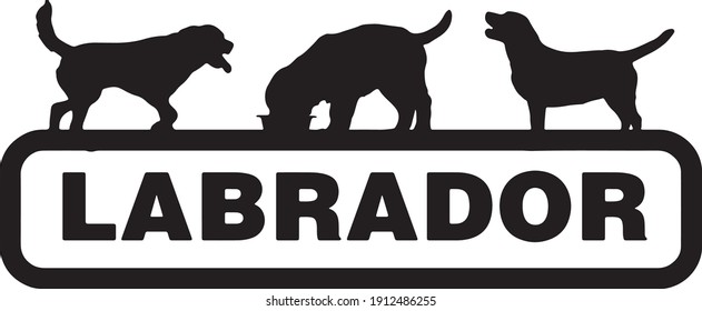 Labrador Dog Sign Vector Illustration with Dog Silhouettes