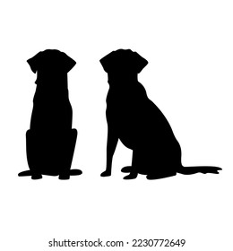 Labrador Hunde Silhouette Illustration. Sits. Stellen Sie das gesamte Gesicht und das Profil ein.