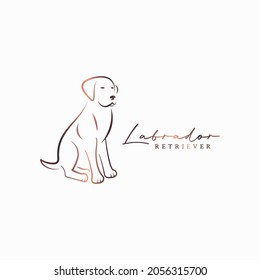 Labrador dog silhouette logo on white background