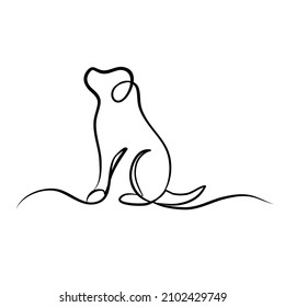 labrador
 dog silhouette one line hand drawn for design