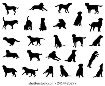 Labrador perros silueta vectorial arte fondo blanco