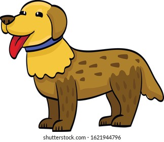 Labrador funny drawing cartoon dog at the white background